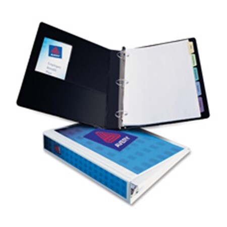 The Workstation Consumer Products View Binder- EZ-Turn Ring- w- Four Pockets- 1in. Cap.- Black TH18400
